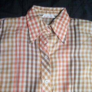 Vintage Laura Mae Plaid Check Button Shirt Long Sleeve